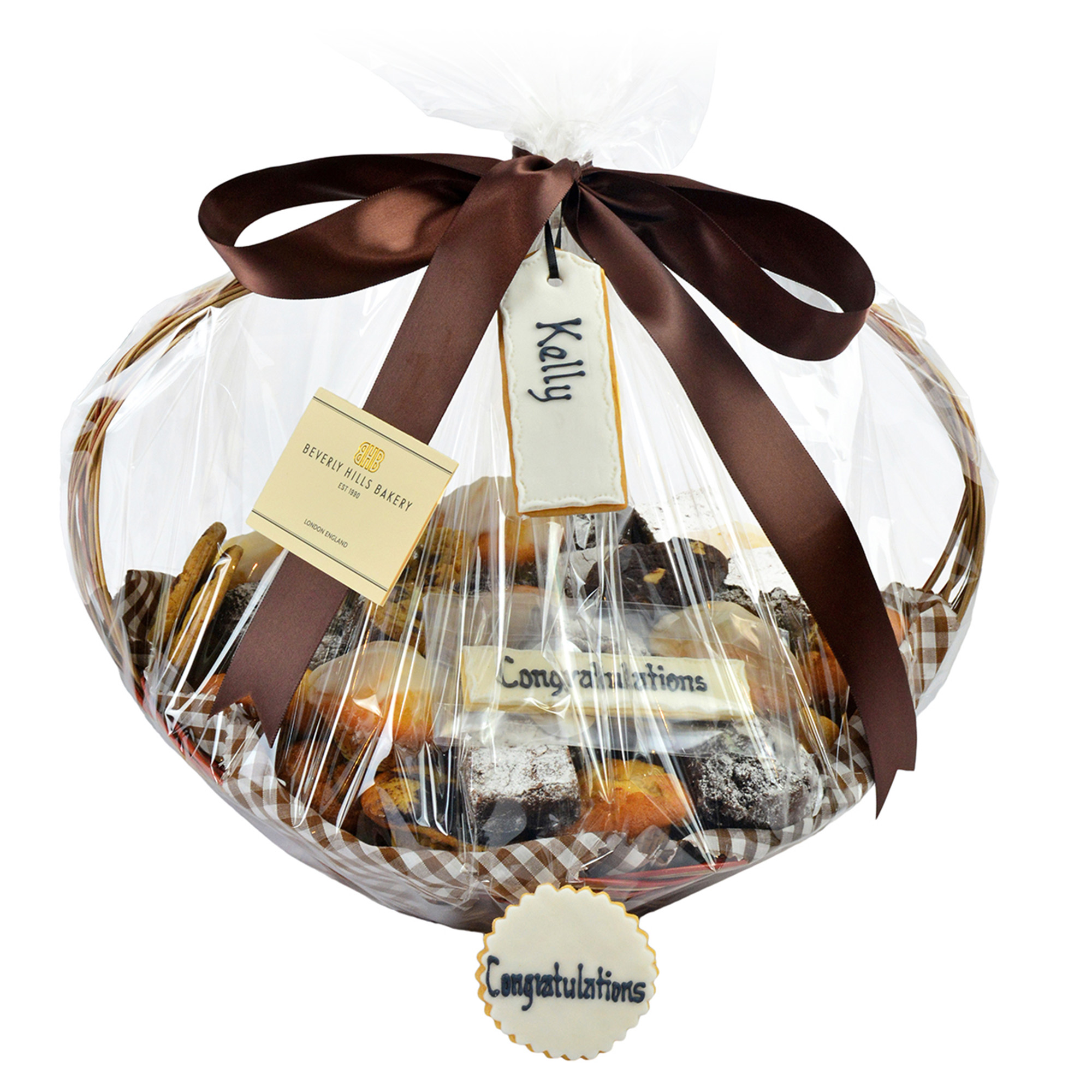 Congratulations Gift Basket for delivery in London by Beverly Hills Bakery